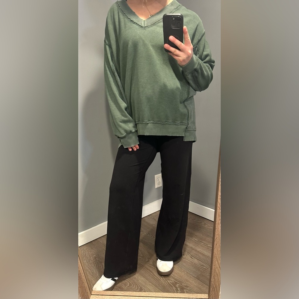 Aerie Olive V-Neck Sweater - Picture 6 of 8